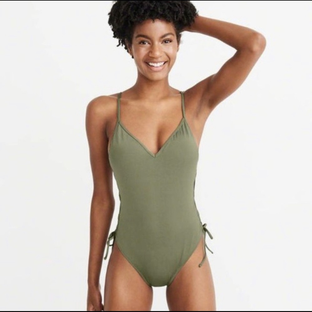 Abercrombie cheeky bottom one piece side tie swimsuit - size small NWT